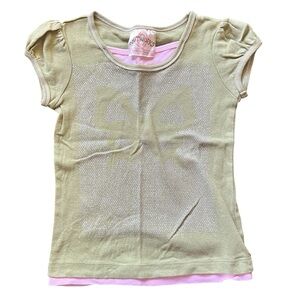 Y2K KnitWorks Butterfly Glitter Girls Tee Layered Puff Sleeve Top Size 6